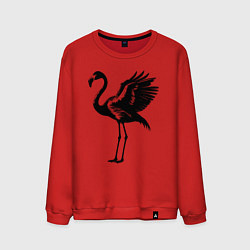Свитшот хлопковый мужской Черный фламинго с крыльями, цвет: красный