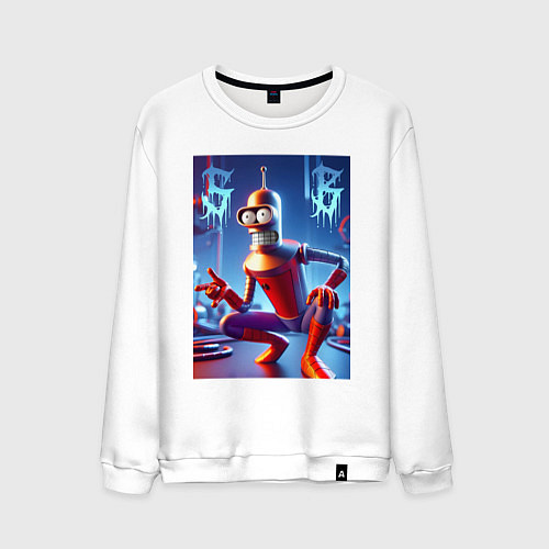Мужской свитшот Бендер-паук мем коллаба / Белый – фото 1