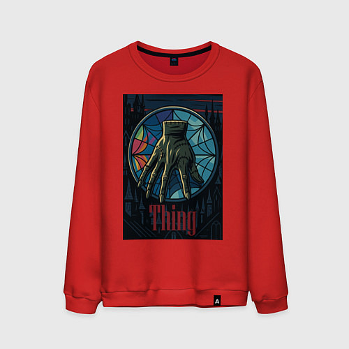 Мужской свитшот Вещь - Уэнсдей / Красный – фото 1