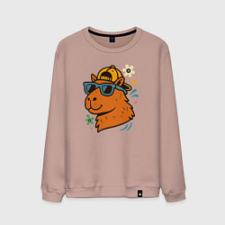 Мужской свитшот Крутая капибара в кепке