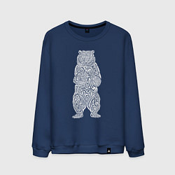 Свитшот хлопковый мужской Медведь оберег в виде кельтского орнамента, цвет: тёмно-синий