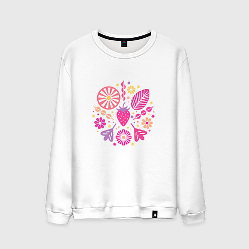 Мужской свитшот Ягоды абстракция / Белый – фото 1