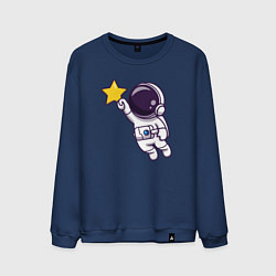 Свитшот хлопковый мужской Звёздный космонавтик, цвет: тёмно-синий