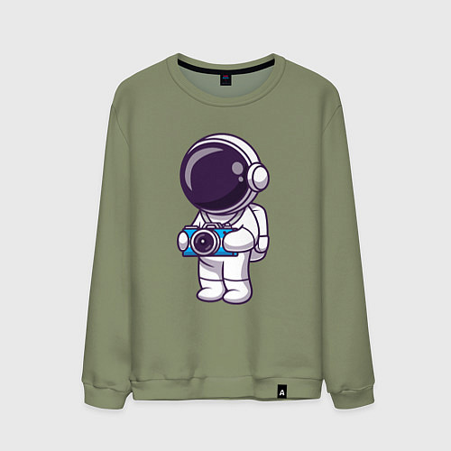Мужской свитшот Космонавт фотограф / Авокадо – фото 1