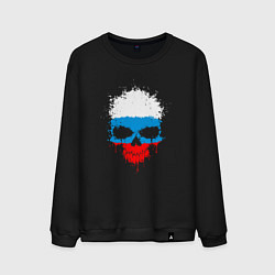 Свитшот хлопковый мужской Russian skull, цвет: черный