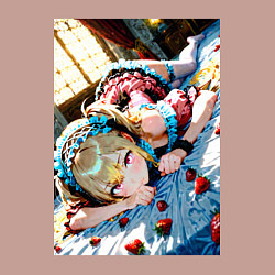 Свитшот хлопковый мужской Девушка окруженная клубникой, цвет: пыльно-розовый — фото 2