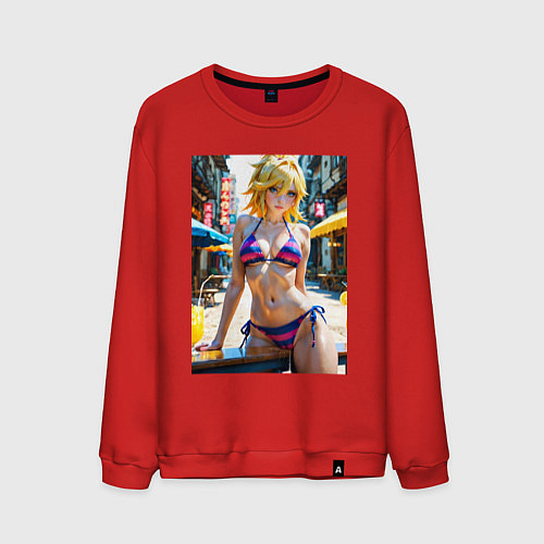 Мужской свитшот Труська в откровенном наряде / Красный – фото 1