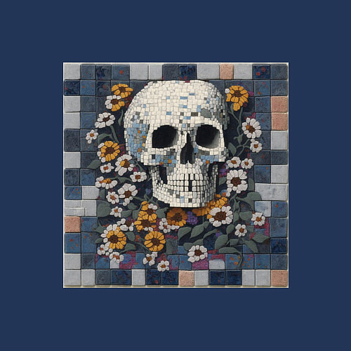 Мужской свитшот Череп в цветах мозаика / Тёмно-синий – фото 3