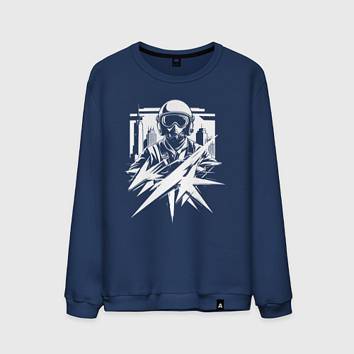 Мужской свитшот Авиатор в городе / Тёмно-синий – фото 1