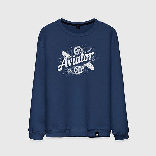 Мужской свитшот Авиатор в стиле граффити / Тёмно-синий – фото 1
