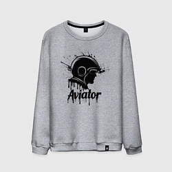 Свитшот хлопковый мужской Авиатор черной краской, цвет: меланж