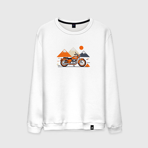 Мужской свитшот Оранжевый мотоцикл на белом / Белый – фото 1