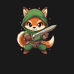 Свитшот хлопковый мужской Лисёнок с мечом, цвет: черный — фото 2