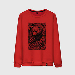 Свитшот хлопковый мужской Атакующий мишка, цвет: красный