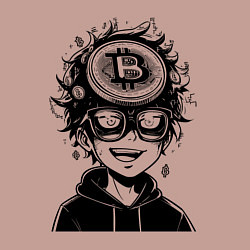 Свитшот хлопковый мужской Аниме биткоин, цвет: пыльно-розовый — фото 2