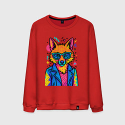 Свитшот хлопковый мужской Лиса Pop Colors, цвет: красный