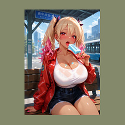 Свитшот хлопковый мужской Sexy гяру с мороженным - аниме, цвет: авокадо — фото 2