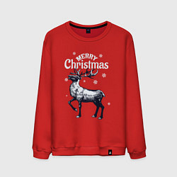 Свитшот хлопковый мужской Merry christmas deer, цвет: красный