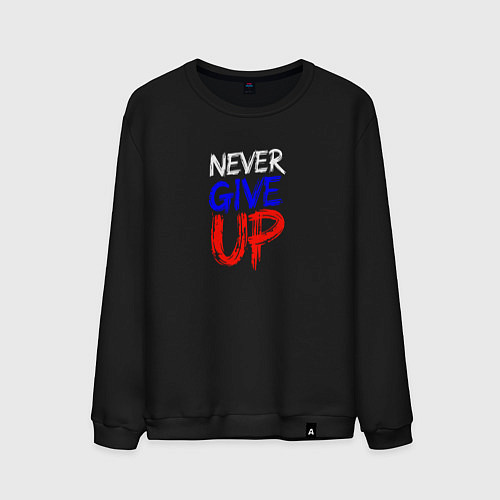 Мужской свитшот Never give up жизненный принцип / Черный – фото 1