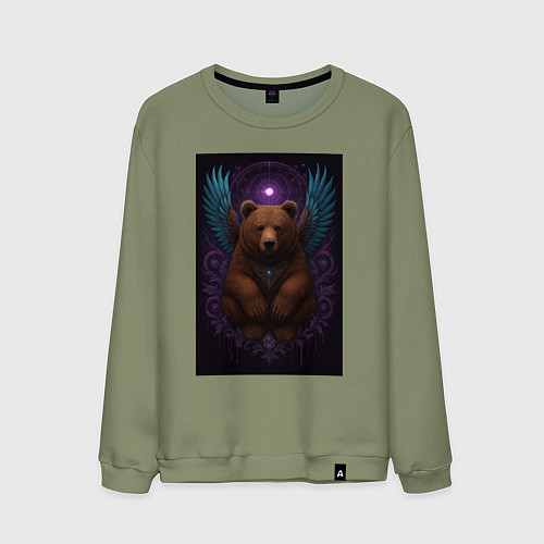 Мужской свитшот Духовный медведь / Авокадо – фото 1