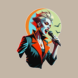 Свитшот хлопковый мужской Певица рок вампир с микрофоном, цвет: миндальный — фото 2