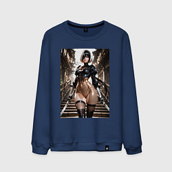 Свитшот хлопковый мужской Type B косплей Евы из Stellar Blade, цвет: тёмно-синий