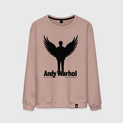 Свитшот хлопковый мужской Крылатый Энди Уорхол, цвет: пыльно-розовый