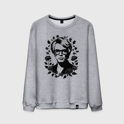 Мужской свитшот Энди Уорхол в цветочном обрамлении / Меланж – фото 1