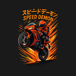 Свитшот хлопковый мужской Speed demon мотоциклист, цвет: черный — фото 2