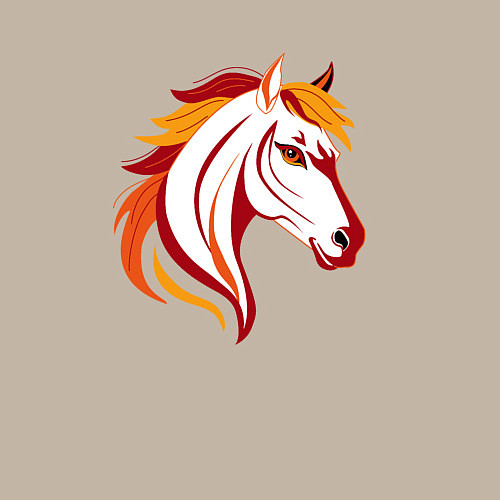 Мужской свитшот Красная огненная лошадь, символ года / Миндальный – фото 3