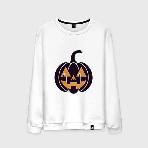 Мужской свитшот Тыква Джек фонарь Хэллоуин / Белый – фото 1