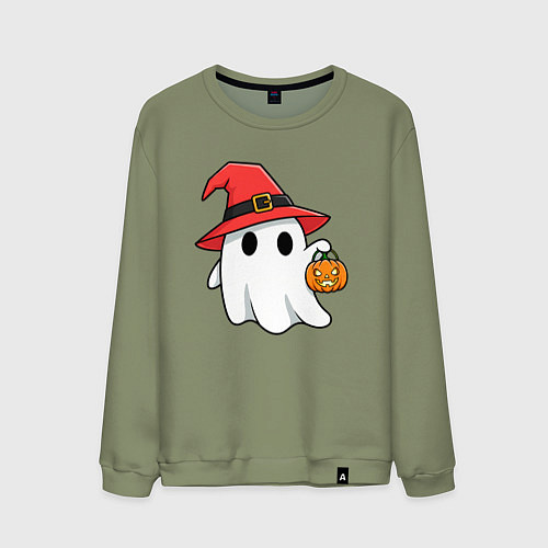 Мужской свитшот Призрак в красной шляпе / Авокадо – фото 1