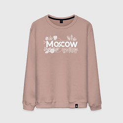 Свитшот хлопковый мужской Москва в цветах, цвет: пыльно-розовый