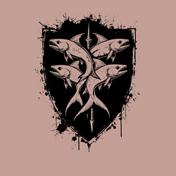 Свитшот хлопковый мужской Четыре рыбы на щите, цвет: пыльно-розовый — фото 2