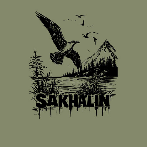 Мужской свитшот Сахалинский пейзаж / Авокадо – фото 3