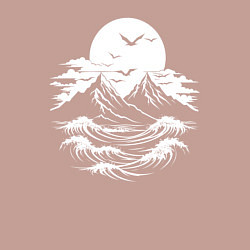 Свитшот хлопковый мужской Сахалинский бурный пейзаж, цвет: пыльно-розовый — фото 2