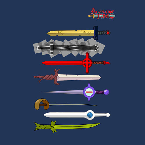 Мужской свитшот Adventure time swords / Тёмно-синий – фото 3