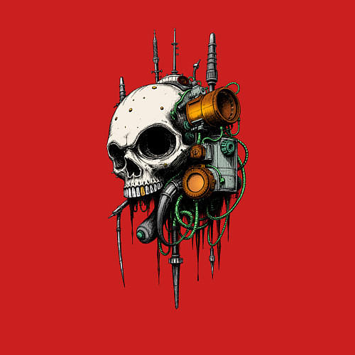 Мужской свитшот Биокибернетический череп / Красный – фото 3