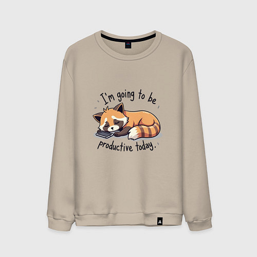Мужской свитшот Очень ленивый нот / Миндальный – фото 1