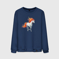 Мужской свитшот Белая лошадь с огненной гривой