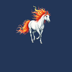 Свитшот хлопковый мужской Белая лошадь с огненной гривой, цвет: тёмно-синий — фото 2