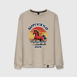 Мужской свитшот Красная огненная лошадь 2026