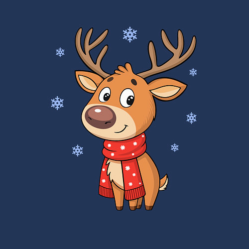 Мужской свитшот Новогодний олень и снежинки, зима / Тёмно-синий – фото 3