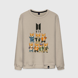 Свитшот хлопковый мужской BTS группа из корги, цвет: миндальный