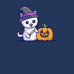 Свитшот хлопковый мужской Cat pumpkin, цвет: тёмно-синий — фото 2