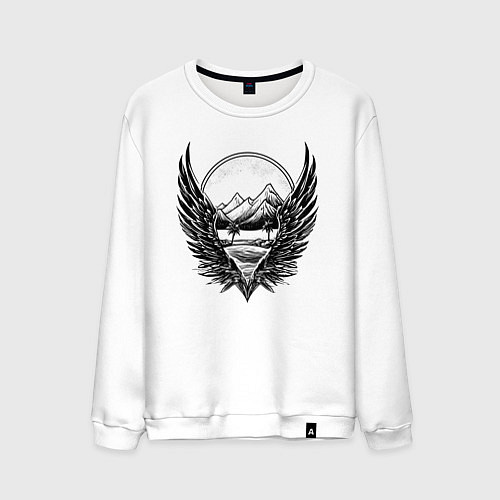 Мужской свитшот Вершины с крыльями / Белый – фото 1