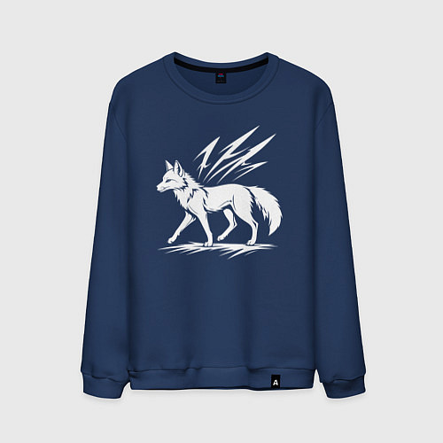 Мужской свитшот Лисица с молниями / Тёмно-синий – фото 1