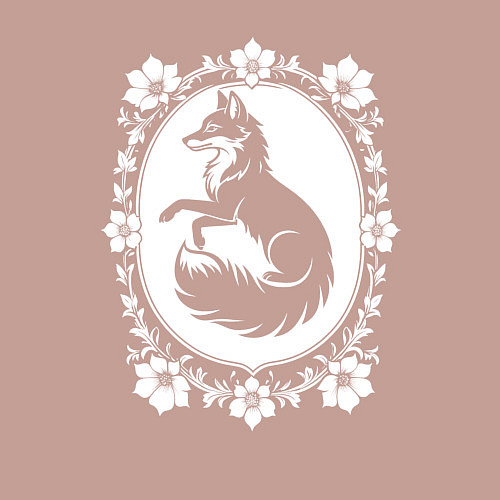 Мужской свитшот Лиса в цветочной раме / Пыльно-розовый – фото 3