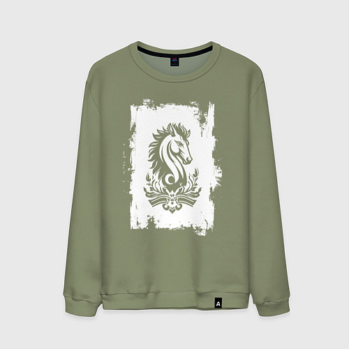 Мужской свитшот Белый жеребец / Авокадо – фото 1