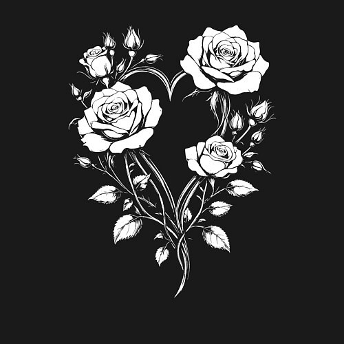 Мужской свитшот Сердце из роз / Черный – фото 3